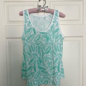 Merona Sleeveless Swing Tank in White & Green Leaf Print